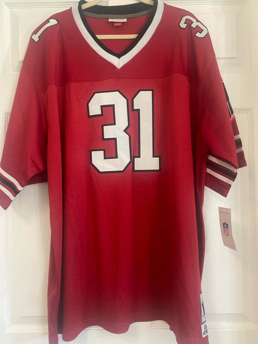 Mitchell & Ness Red Football Jersey #31 with White Trim